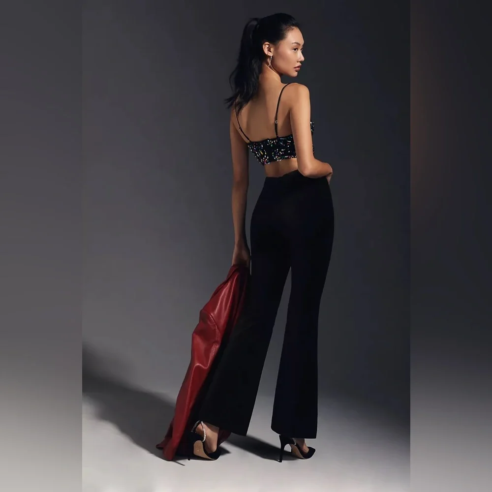 NWT! By Anthropologie Velvet Flare Pants - Size 4 PETITE 🎆